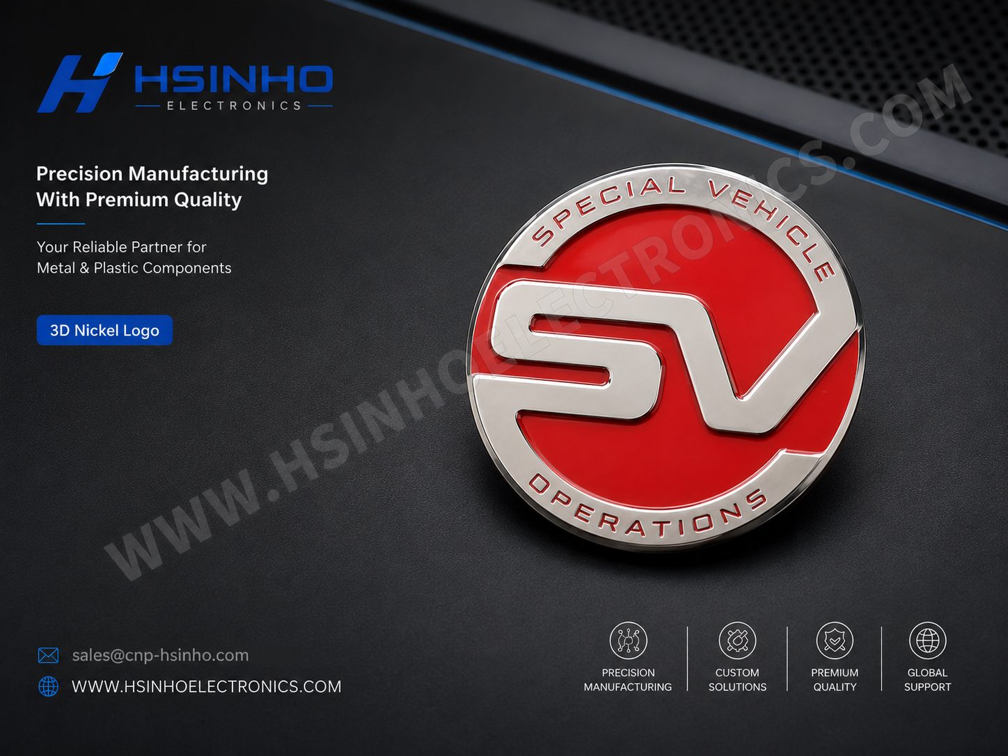 3D nickel logo badge