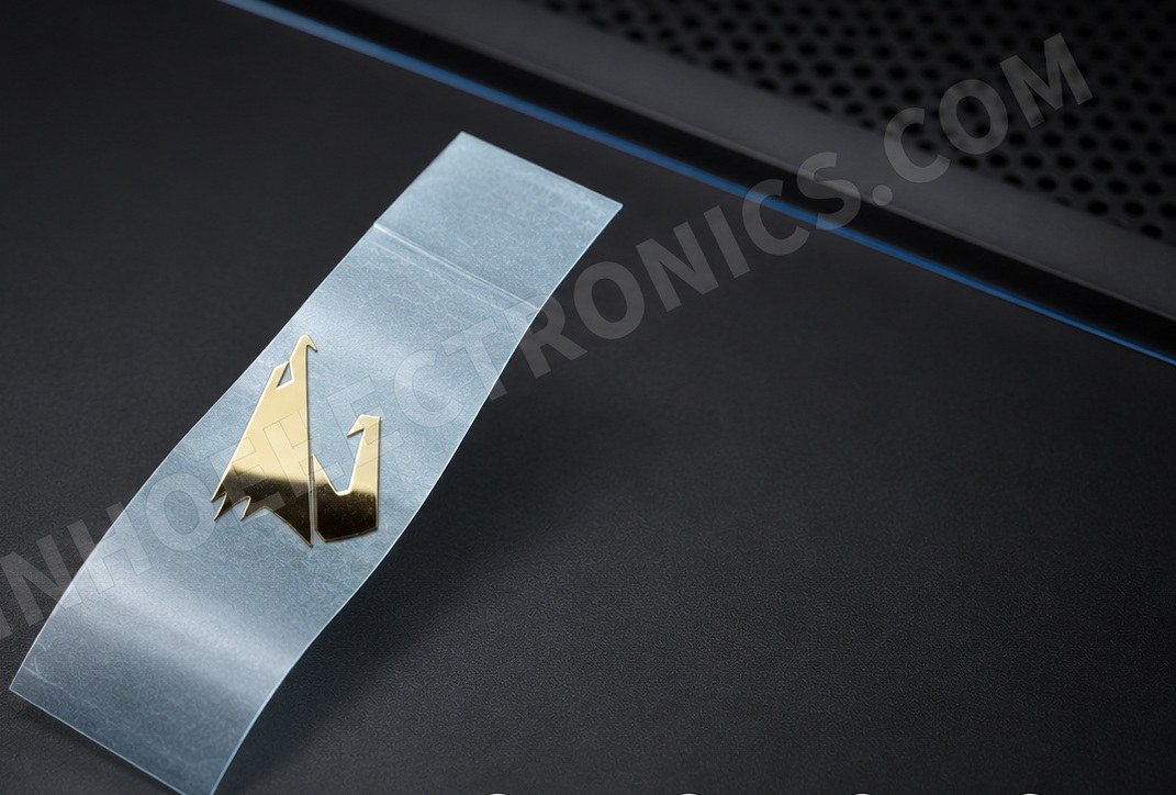 Micro electroformed nickel logo on carrier film